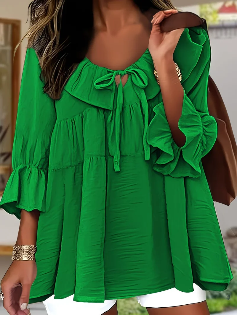 Blouse Femme Élégante à Col Volanté