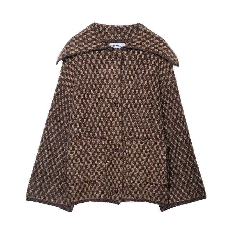 Cardigan en tricot jacquard oversize pour femmes