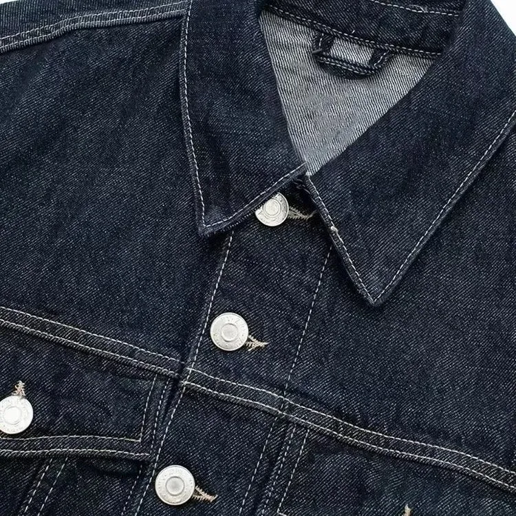 Veste en jean courte vintage pour femme