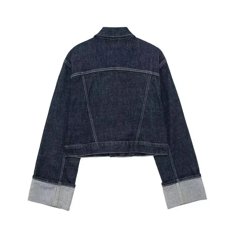 Veste en jean courte vintage pour femme