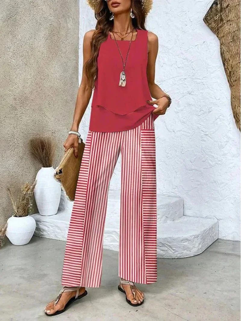 Orianna | Ensemble Haut Sans Manches et Pantalons Larges