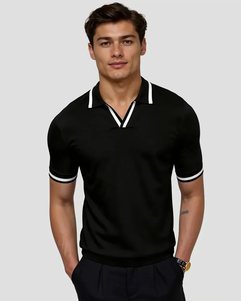 Damien | Polo Sur Mesure En Piqué Avec Détails Contrastants