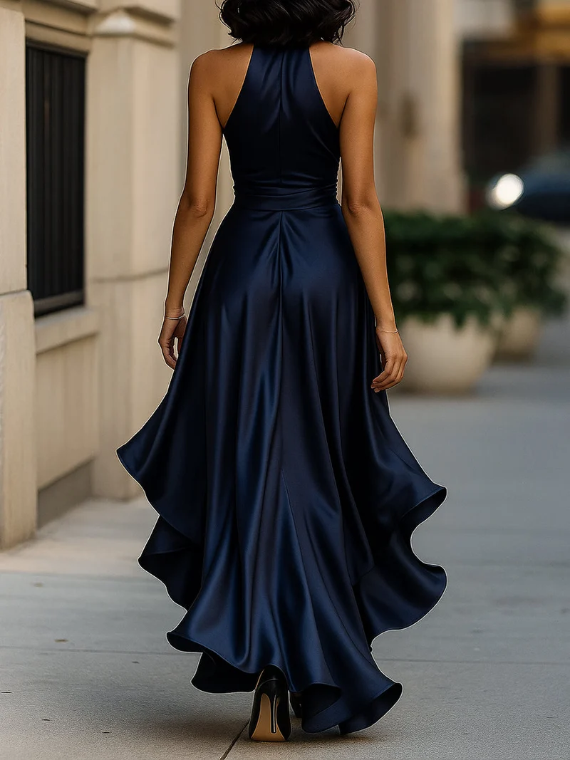 Mathilde | Robe en Satin Drapée à la Taille