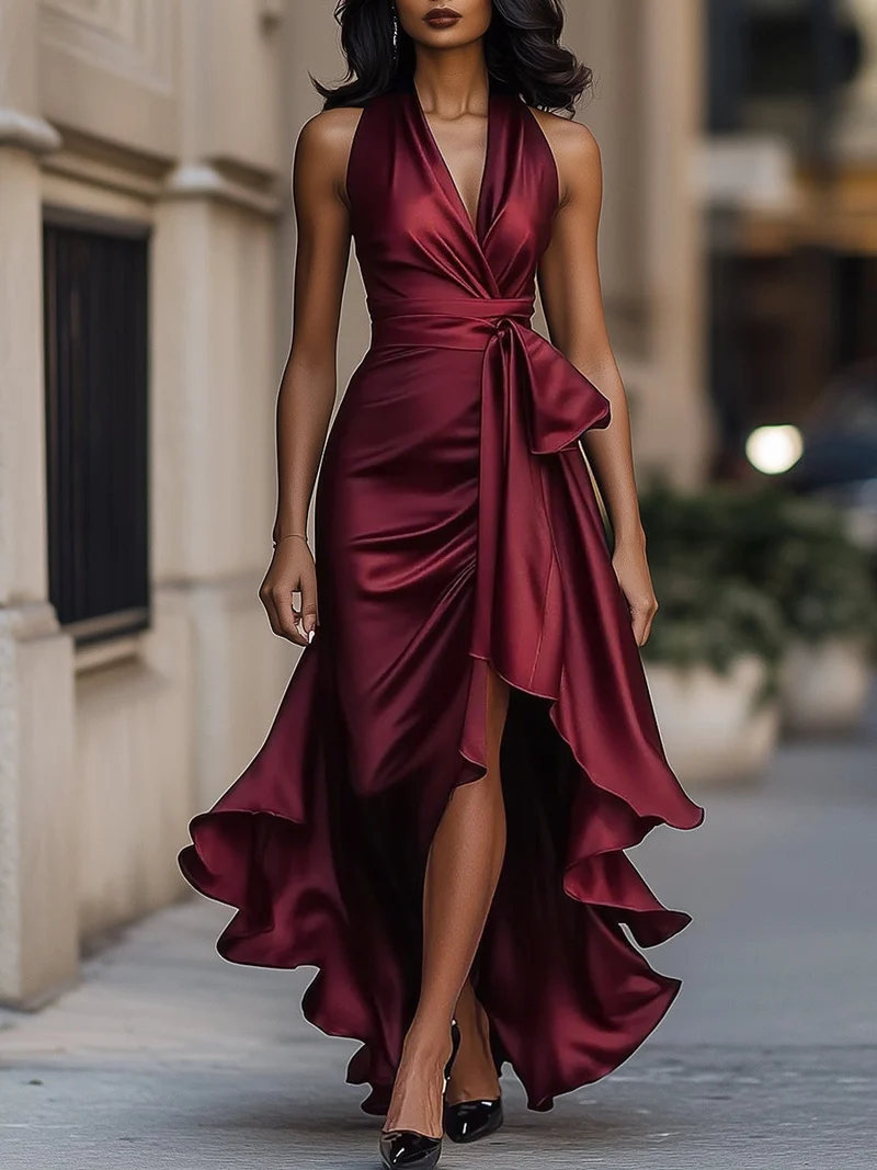 Mathilde | Robe en Satin Drapée à la Taille