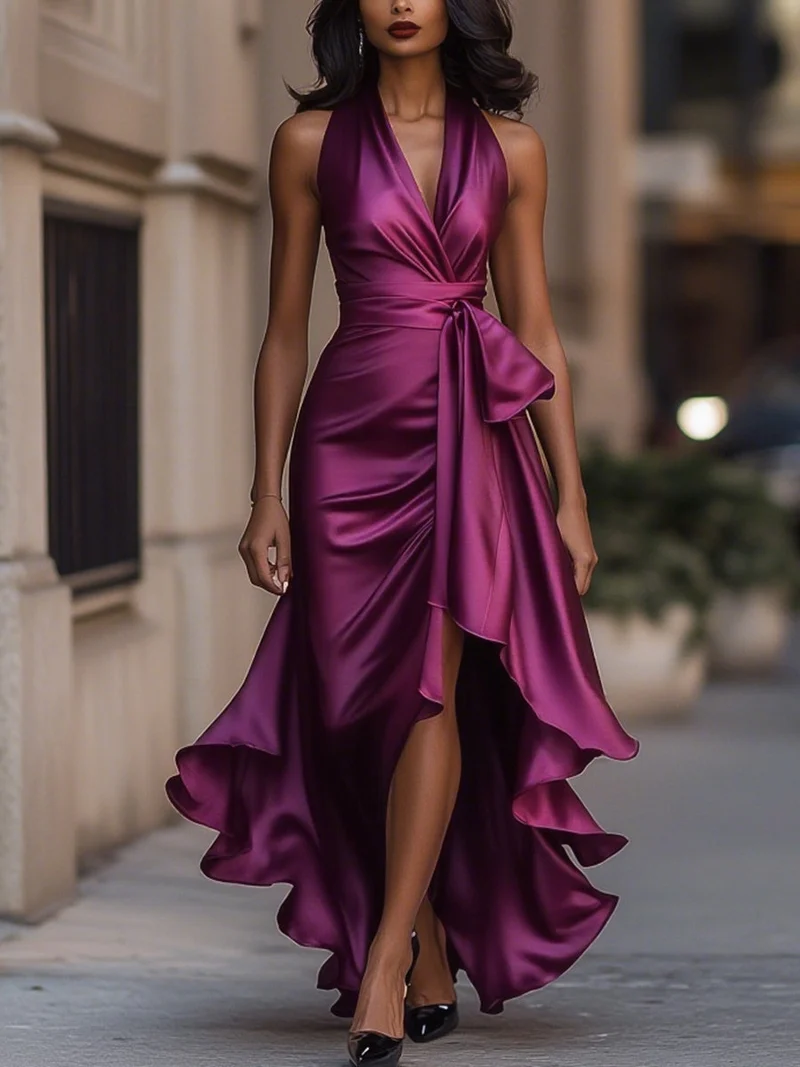 Mathilde | Robe en Satin Drapée à la Taille