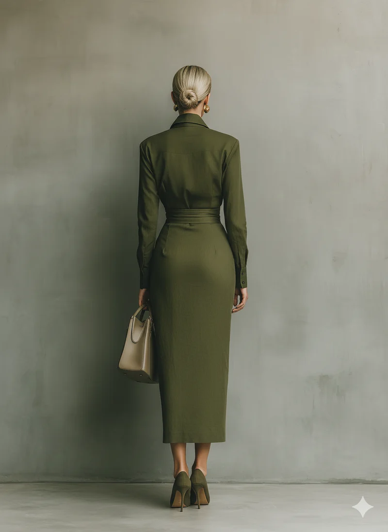 Jade | Robe Portefeuille Satinée Avec Ceinture