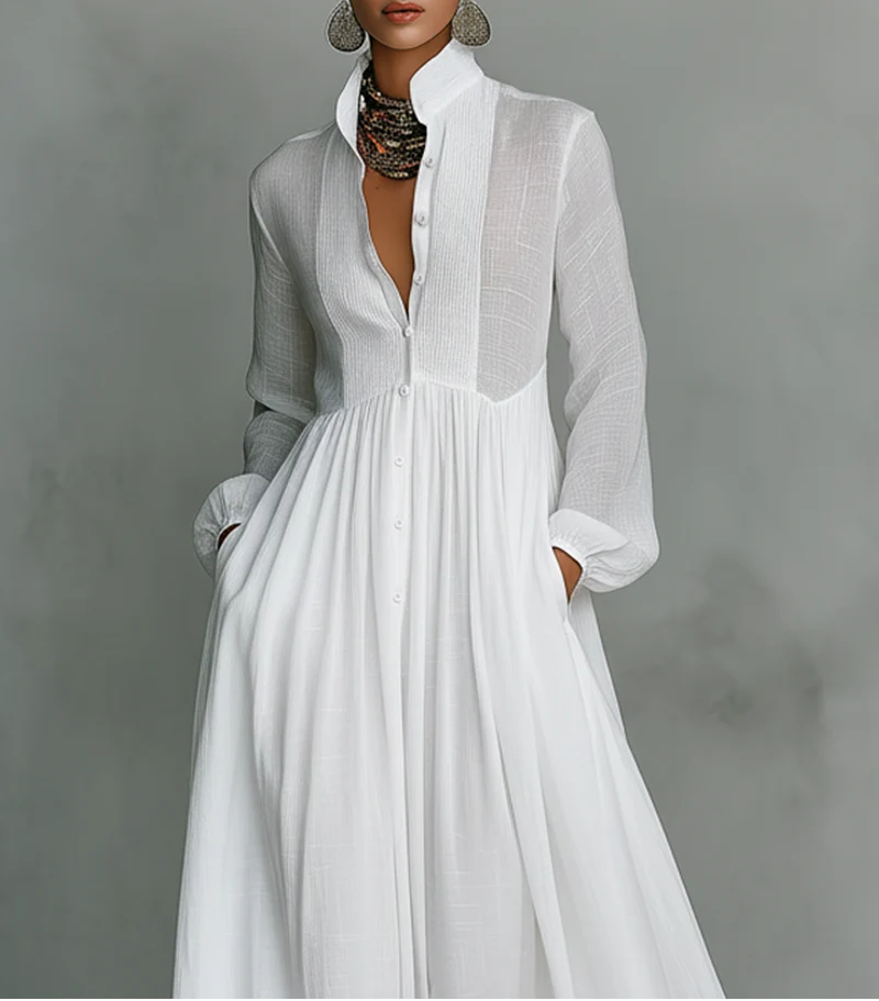 Serena | Robe maxi à boutons fluides