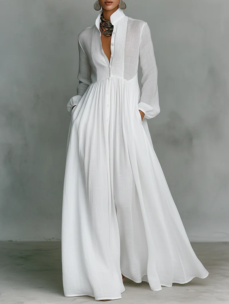 Serena | Robe maxi à boutons fluides