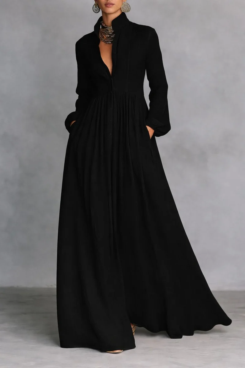 Serena | Robe maxi à boutons fluides