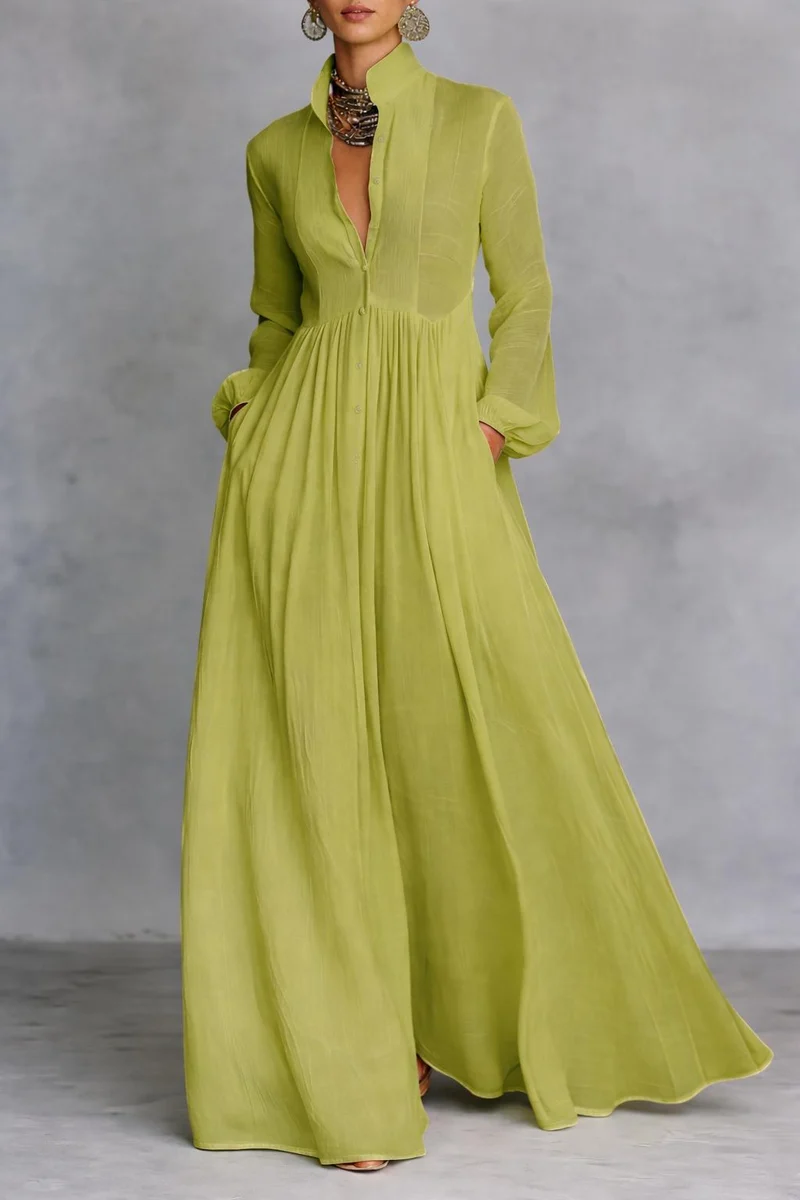 Serena | Robe maxi à boutons fluides