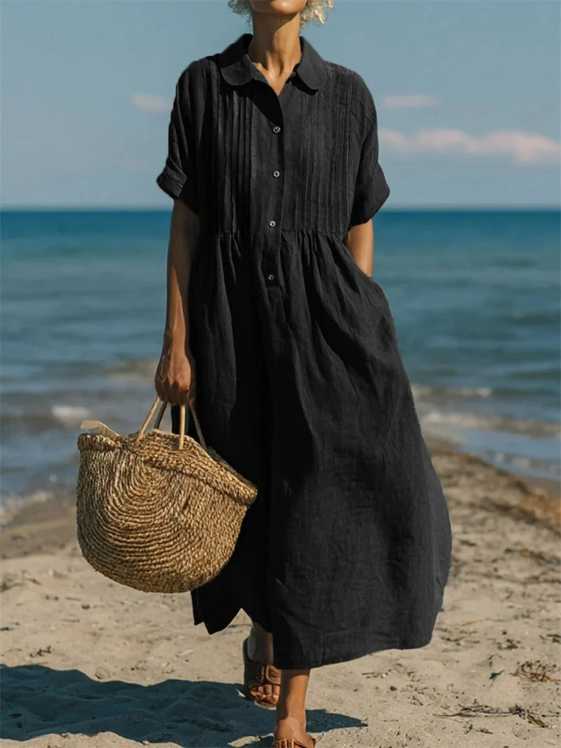 Arianne | Robe Chemise Fluide en Coton Élégant