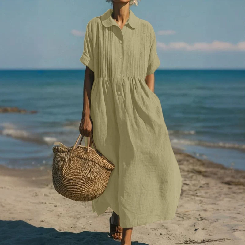 Arianne | Robe Chemise Fluide en Coton Élégant