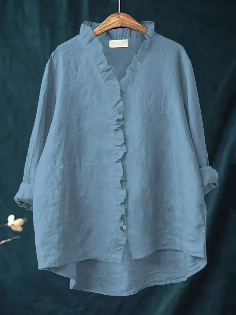 Malika | Blouse en Coton et Lin avec Volants