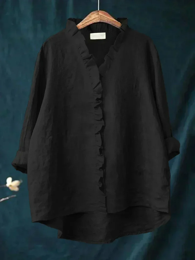 Malika | Blouse en Coton et Lin avec Volants