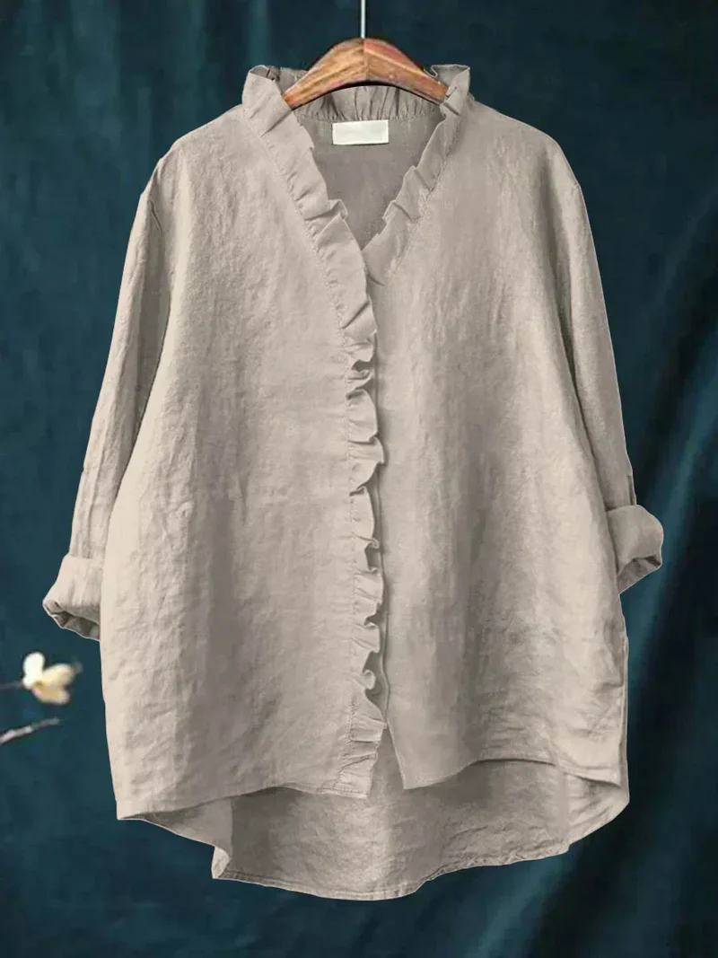 Malika | Blouse en Coton et Lin avec Volants