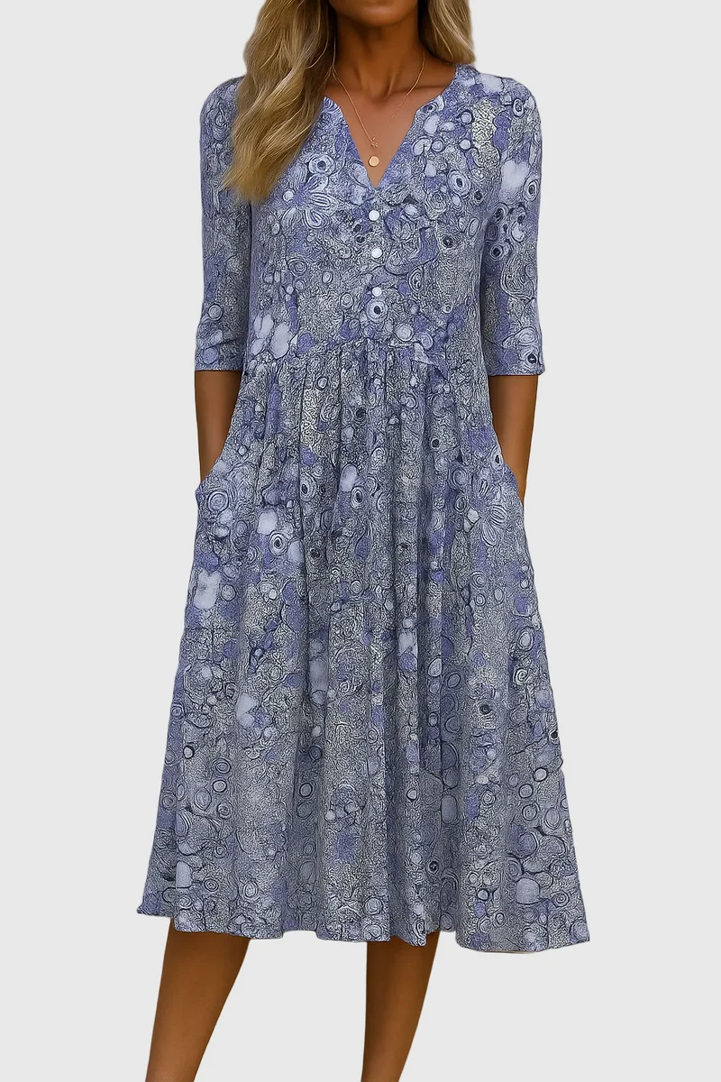 Harlow | Élégance Midi Robe V-Cou Gracieuse