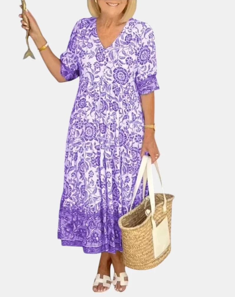 Aria | Robe Florale Élégante avec Décolleté en V