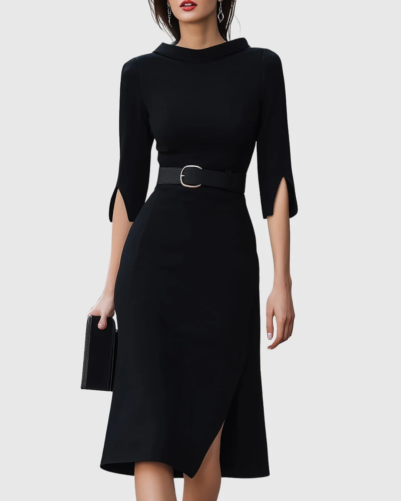 Blythewyn | Robe Midi Noire Classique