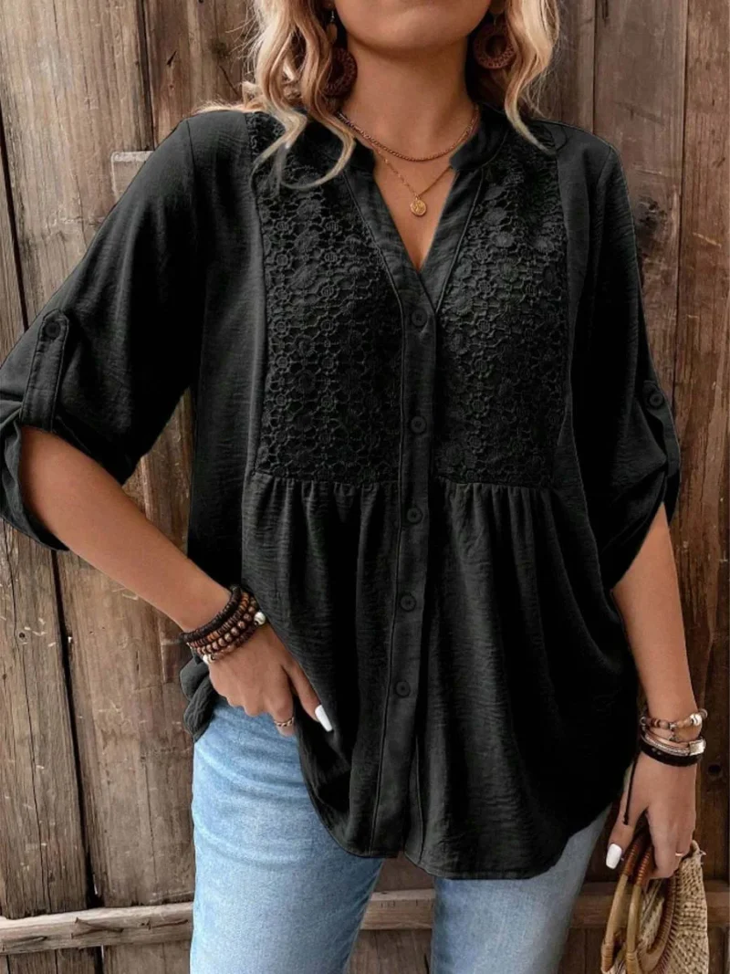 Noelle | Blouse avec col en V et boutons