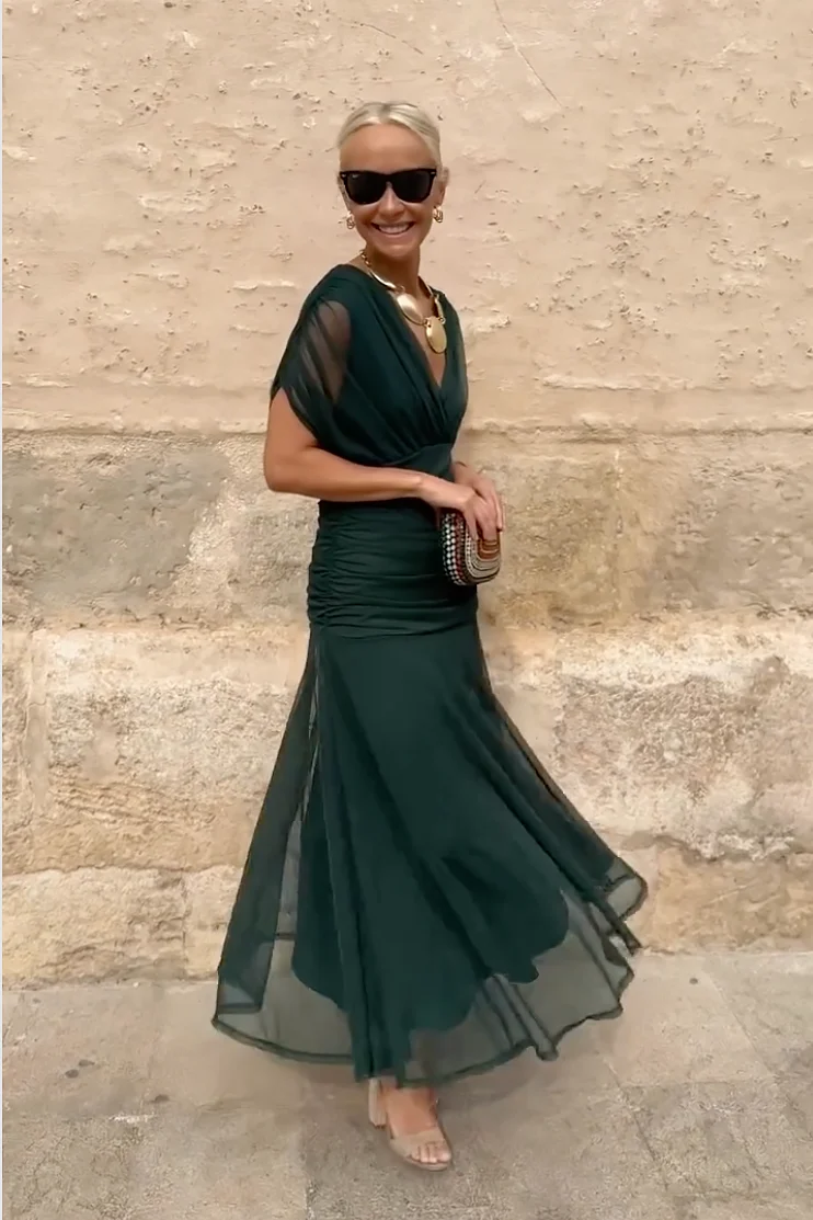Aimée │ Robe Maxi de Fête Élégante à Décolleté en V