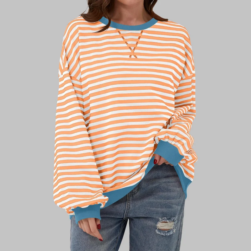 Sélina | Sweat-shirt à manches longues rayé avec col rond