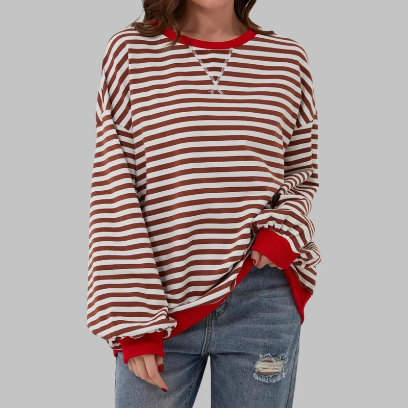 Sélina | Sweat-shirt à manches longues rayé avec col rond