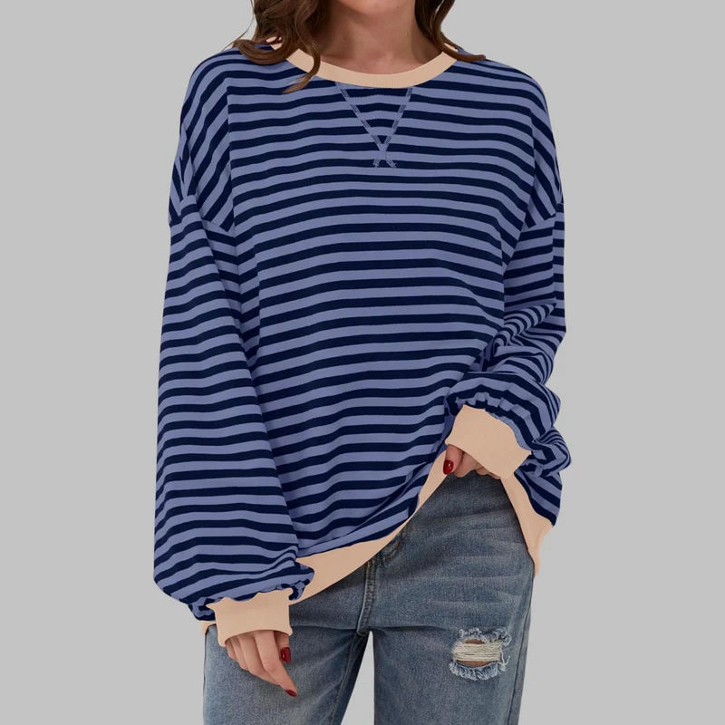 Sélina | Sweat-shirt à manches longues rayé avec col rond