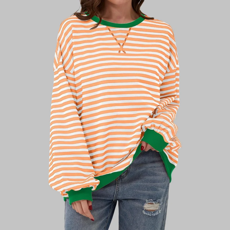 Sélina | Sweat-shirt à manches longues rayé avec col rond