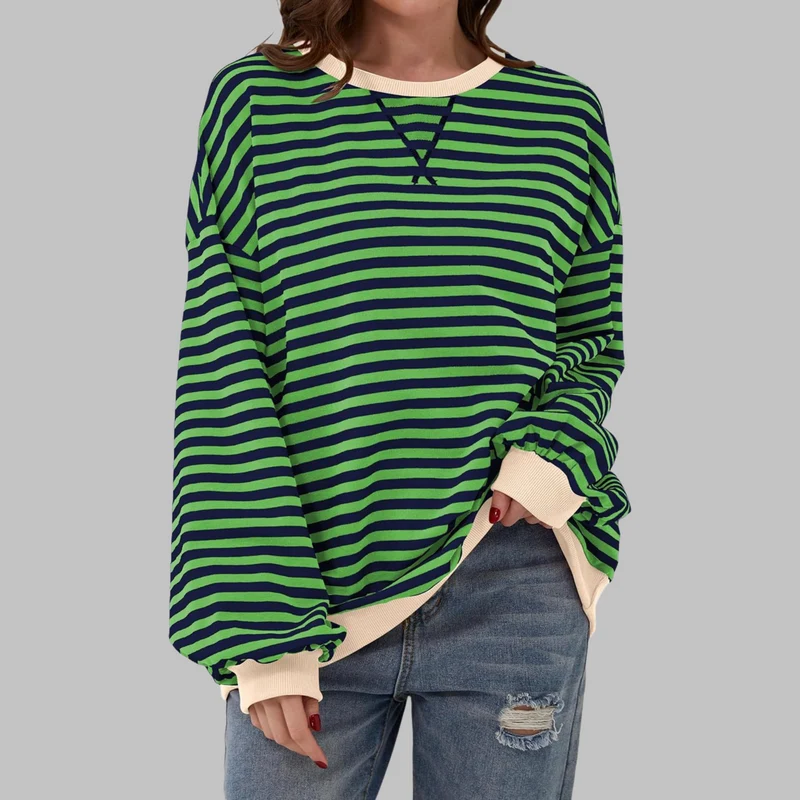 Sélina | Sweat-shirt à manches longues rayé avec col rond