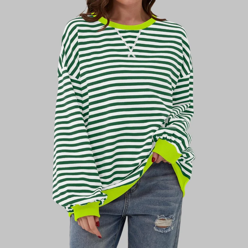 Sélina | Sweat-shirt à manches longues rayé avec col rond