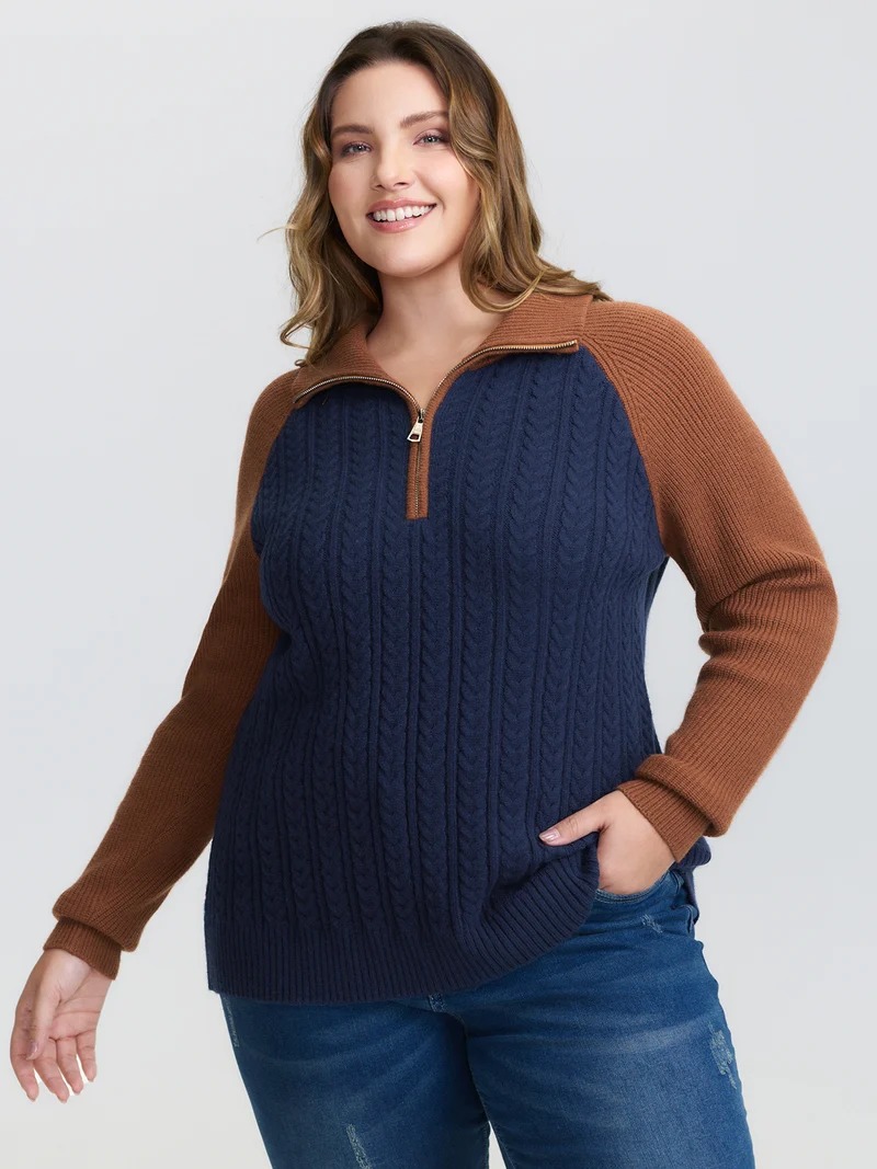 Supersoft Colorblock Half Zipper Pullover