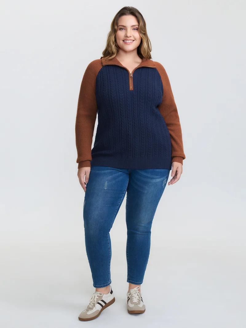 Supersoft Colorblock Half Zipper Pullover