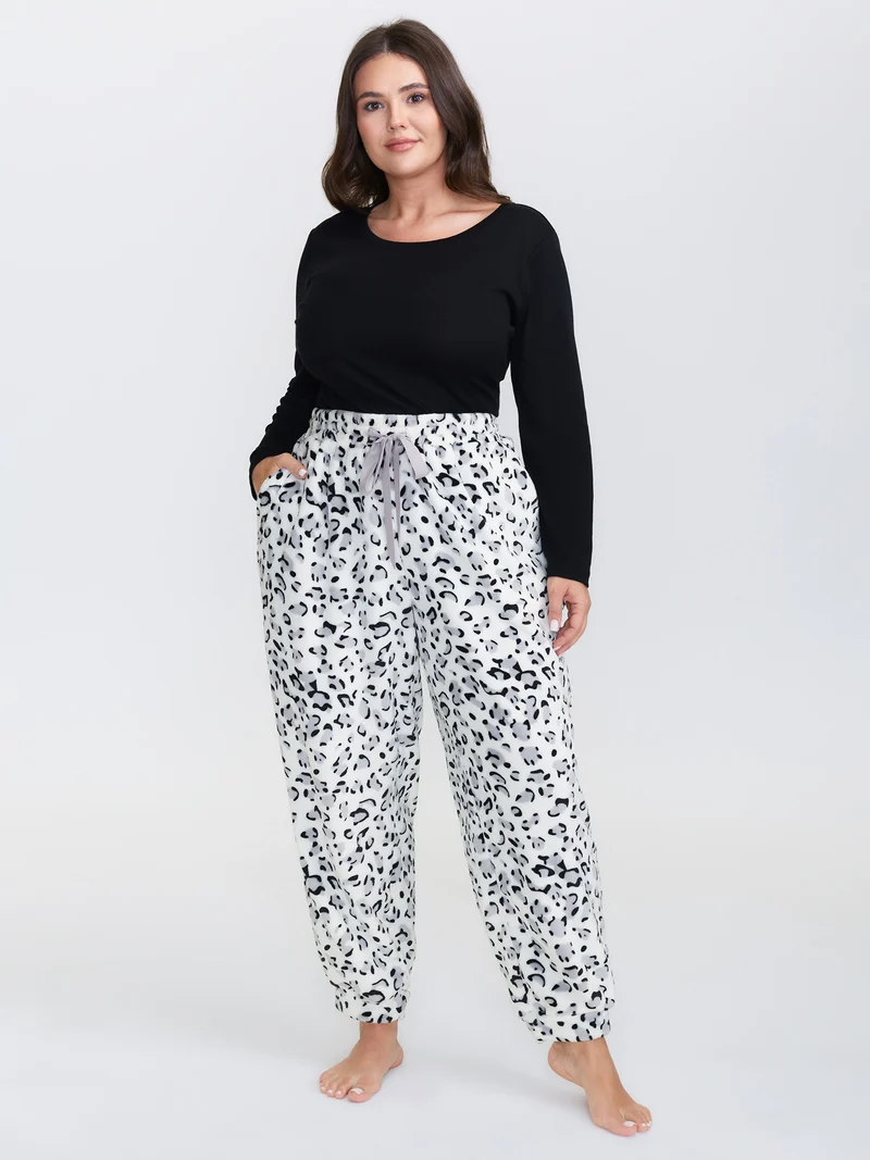 Leopard Print Stretchy Cuff Lounge Bottoms