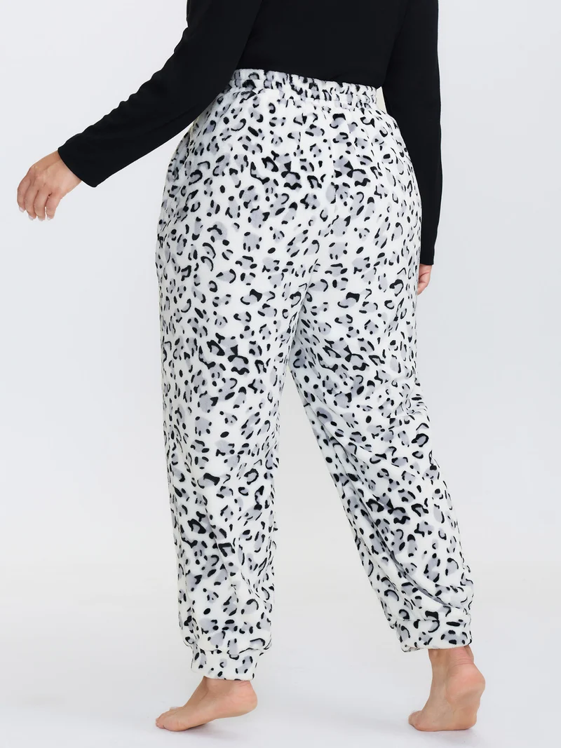 Leopard Print Stretchy Cuff Lounge Bottoms