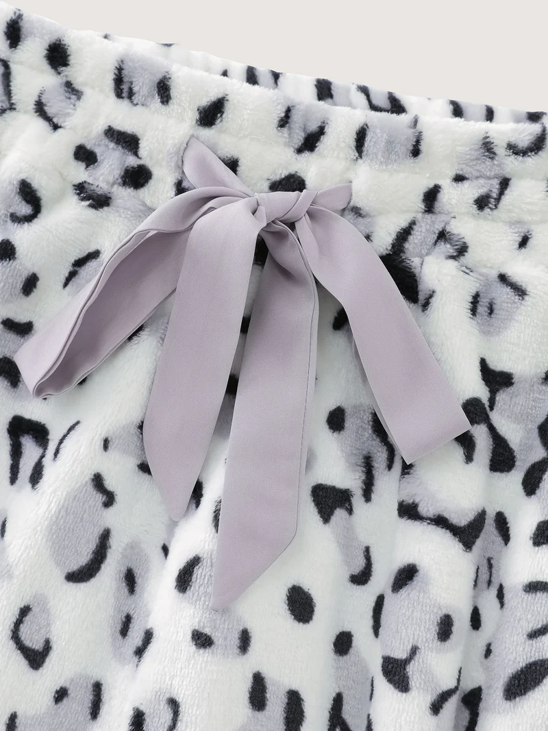 Leopard Print Stretchy Cuff Lounge Bottoms