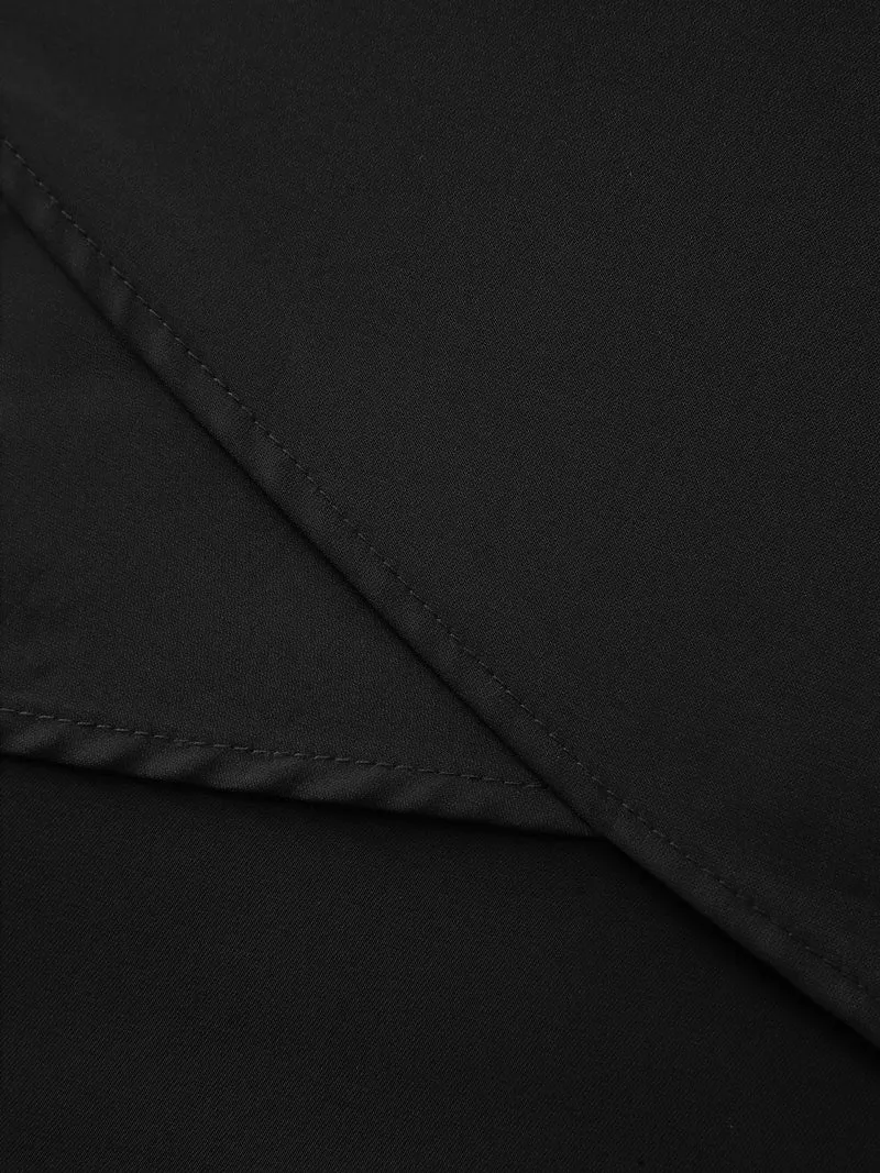 Overlap Hem Stretchy Cuff Sleeve Blouse