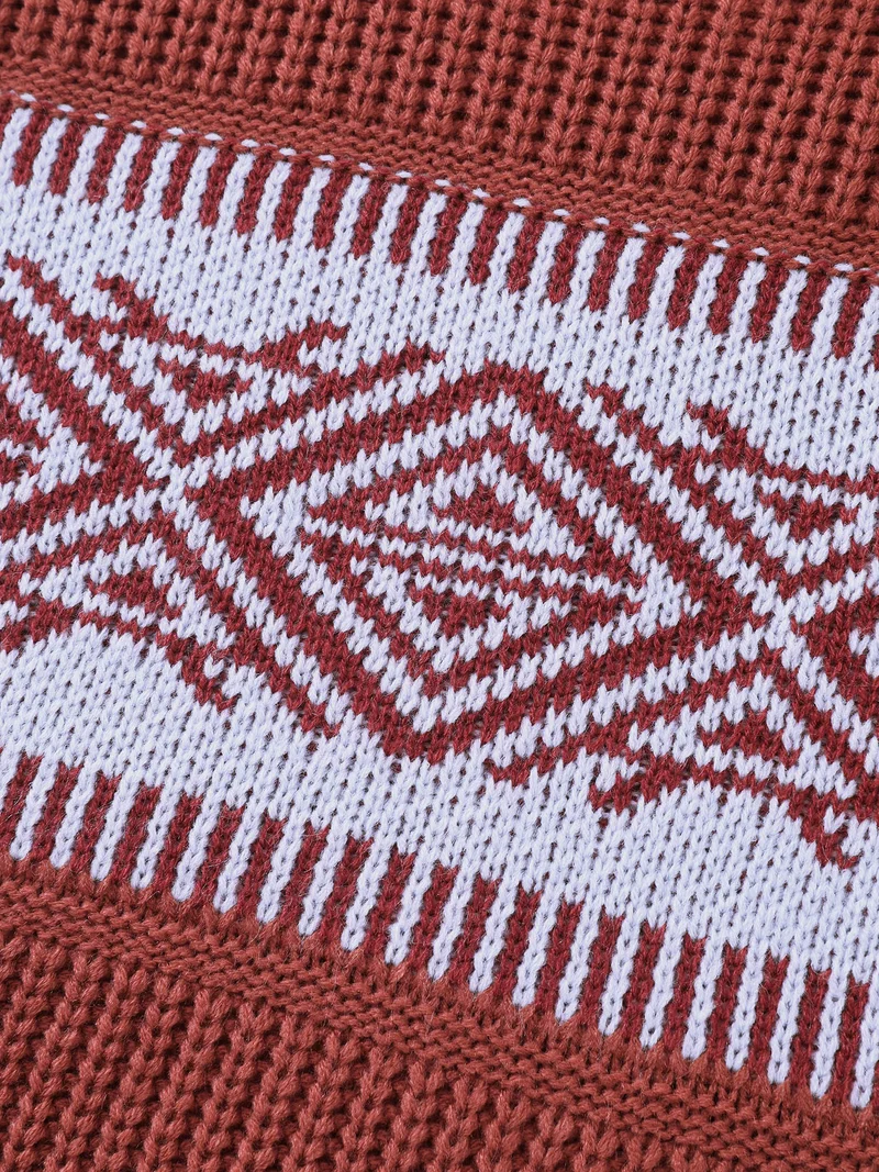 Geometric Snowflake Drape Turtleneck Pullover