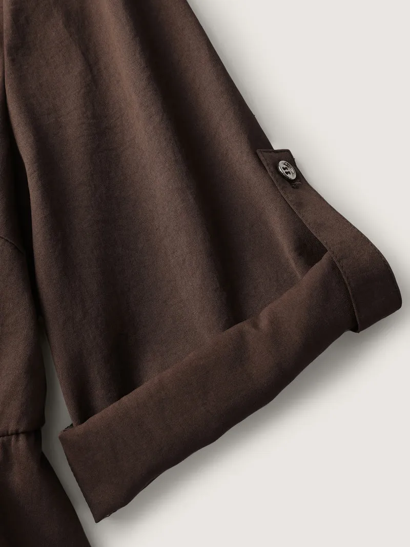 Waist Defining Tab Sleeve Blouse