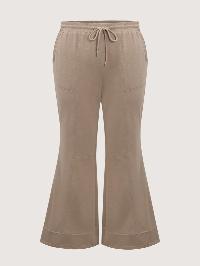 Drawstring Flared Hem Pants