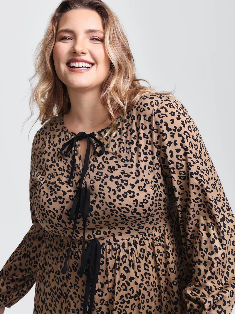 Supersoft Leopard Print Knots Mini Dress
