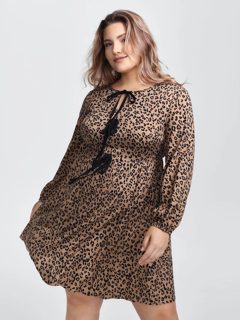 Supersoft Leopard Print Knots Mini Dress