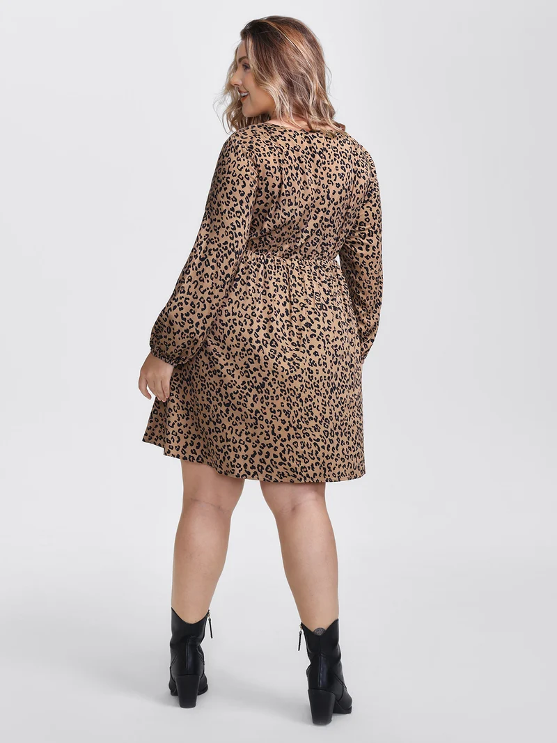 Supersoft Leopard Print Knots Mini Dress