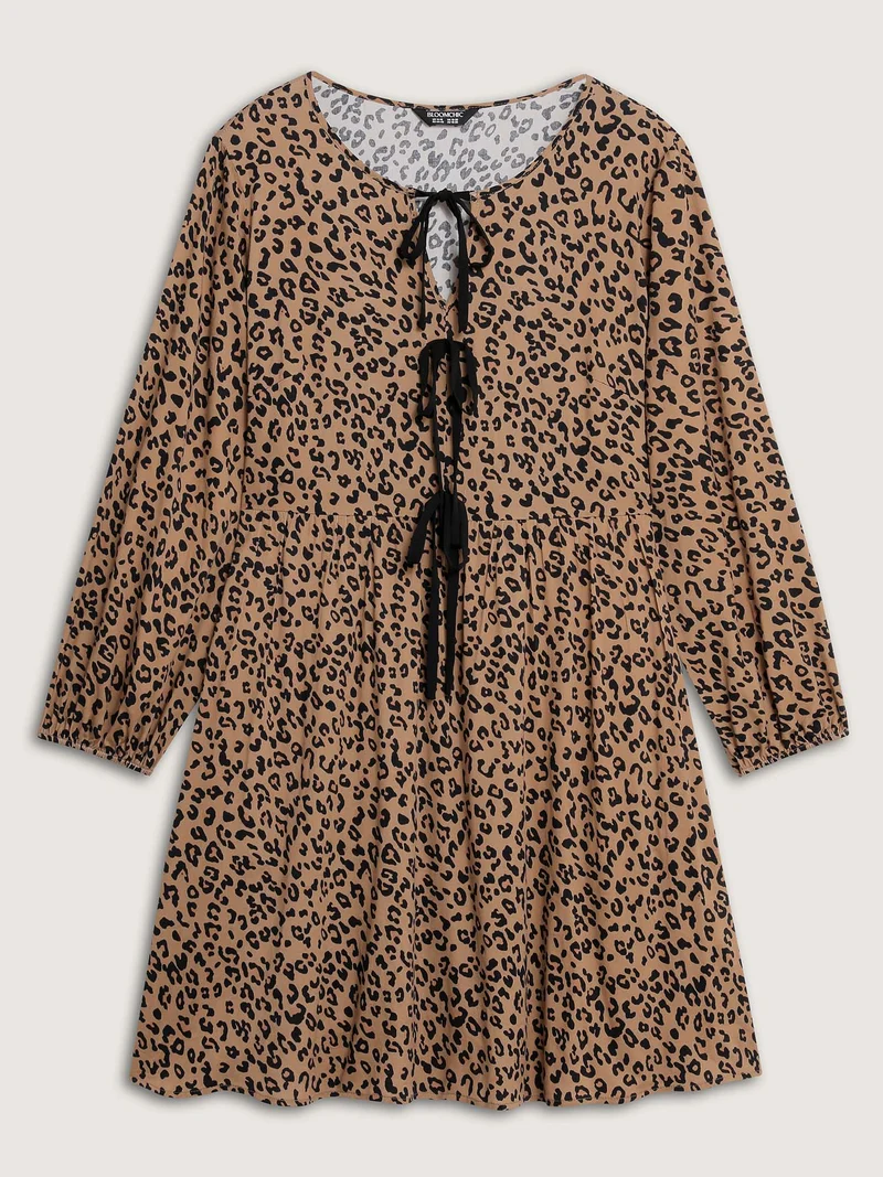 Supersoft Leopard Print Knots Mini Dress