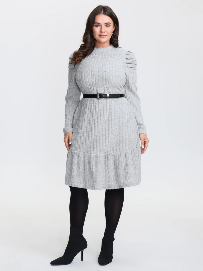 Supersoft Stretchy Pleated Shoulder Midi Dress
