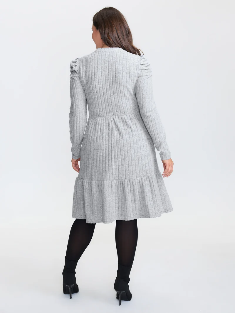 Supersoft Stretchy Pleated Shoulder Midi Dress
