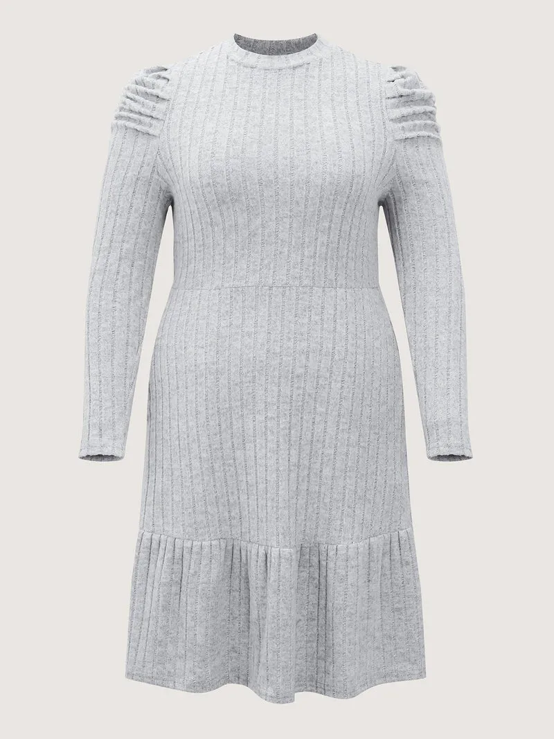 Supersoft Stretchy Pleated Shoulder Midi Dress