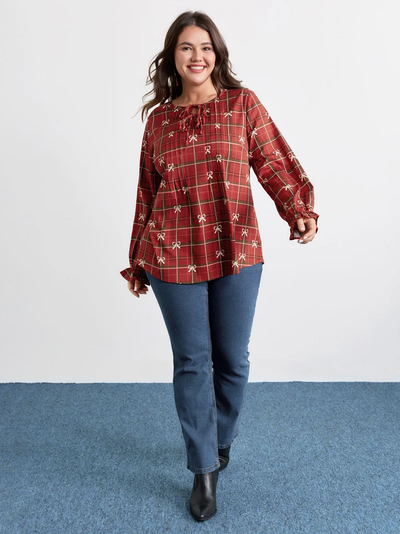 Holidays Unwrapped Neck-Tie Blouse