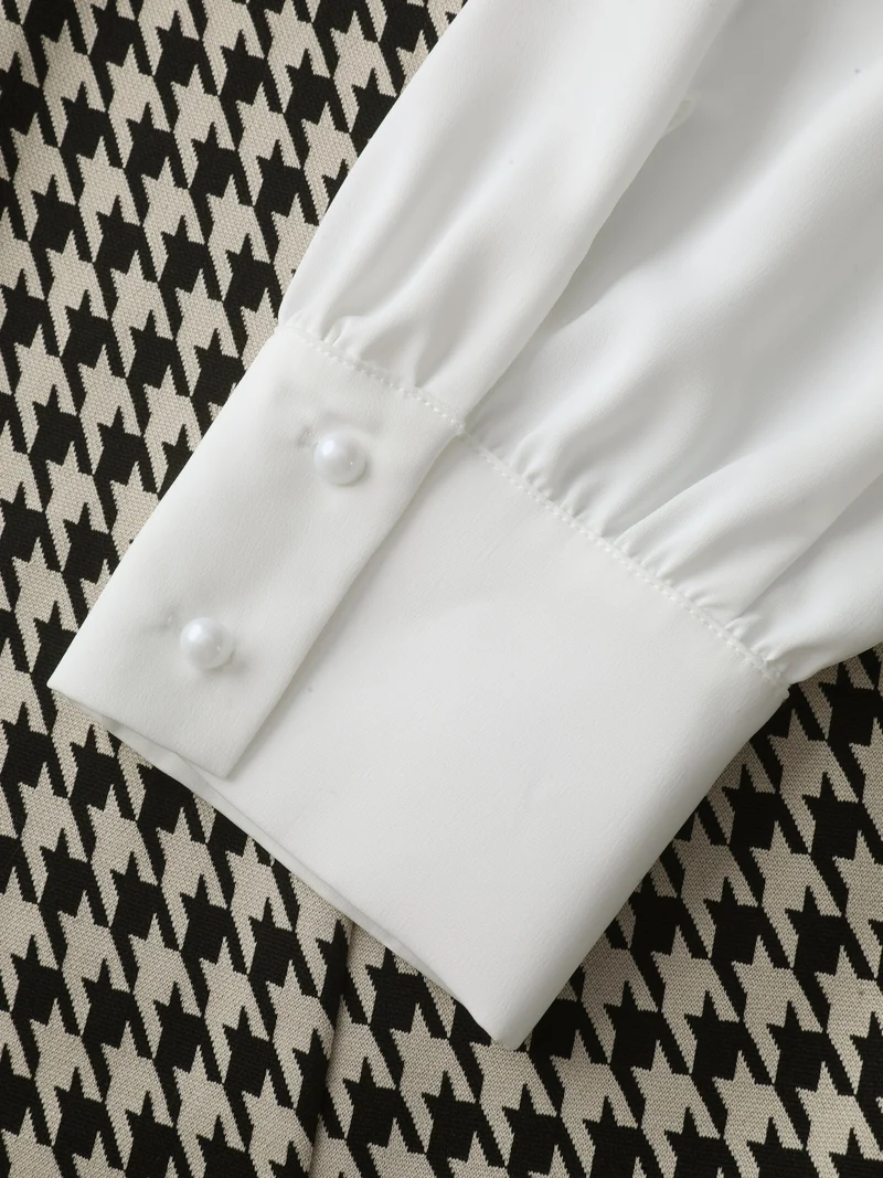 Houndstooth Layered Ruffled Knee Dress