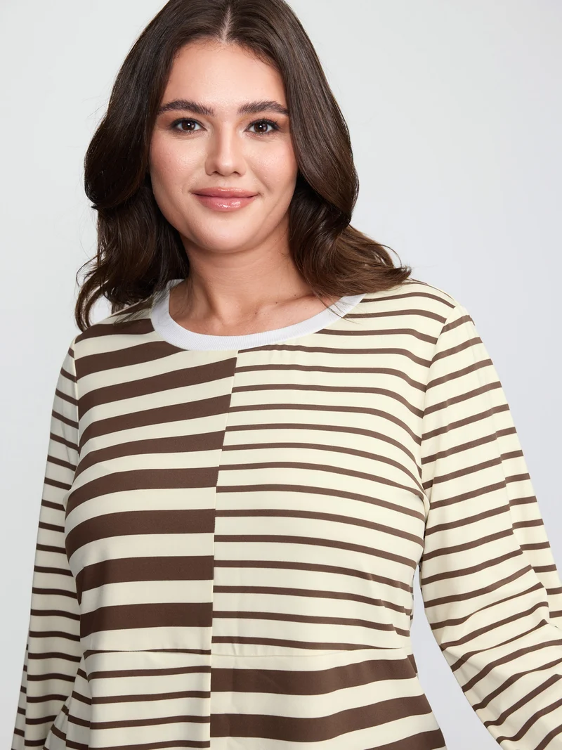 Monochrome Stripe Round Neck T-Shirt