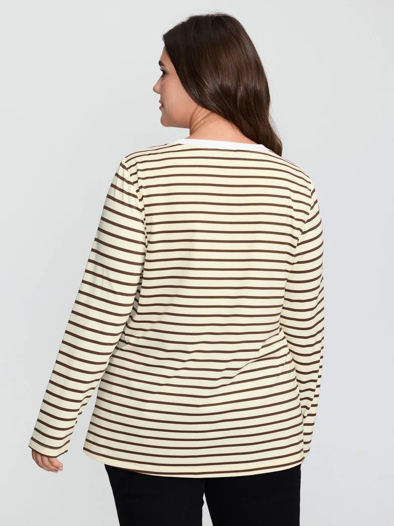 Monochrome Stripe Round Neck T-Shirt